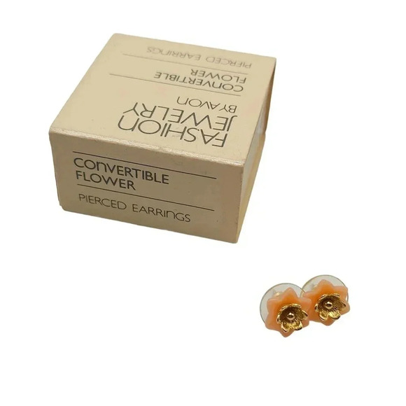 Avon 1983 Pink Convertible Flower Pierced Earrings Vintage - Picture 1 of 5